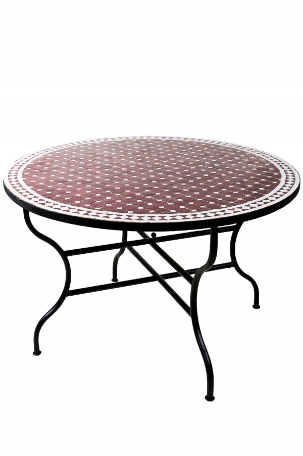 Tavolino marocchino a mosaico Marrakech Bordeaux Bianco 120 