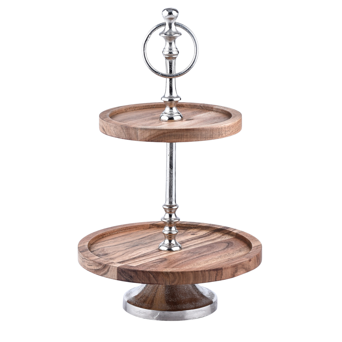 Alzata a 2 ripiani in legno di acacia Amalie 34 cm