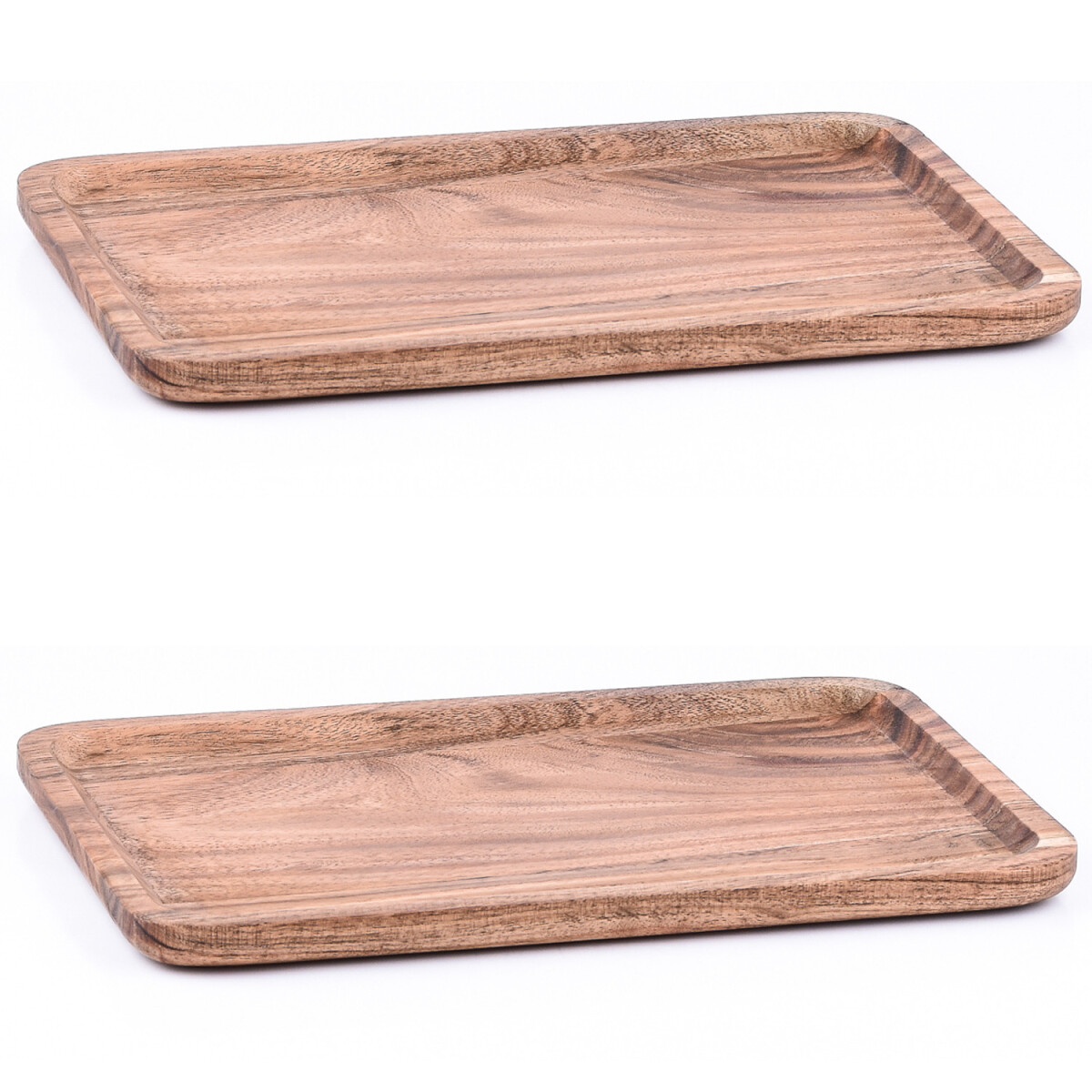 Set da 2 vassoi da portata in legno di acacia Anea 30x20 cm