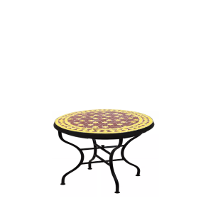 Tavolino marocchino a mosaico Estrella, giallo bordeaux,...