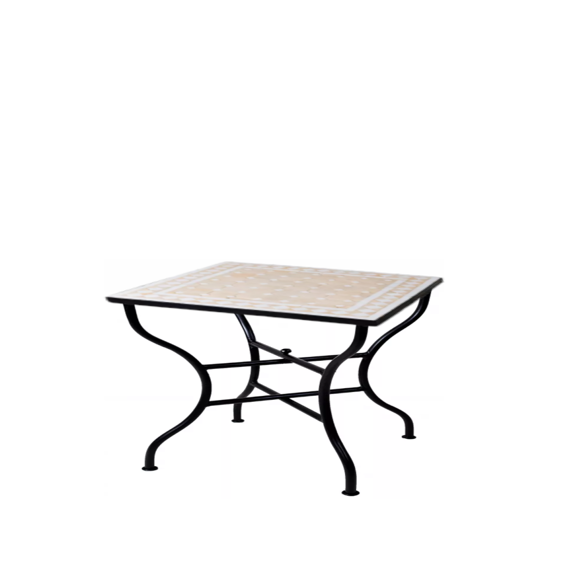 Tavolino marocchino a mosaico Marrakech, beige e bianco, 50x