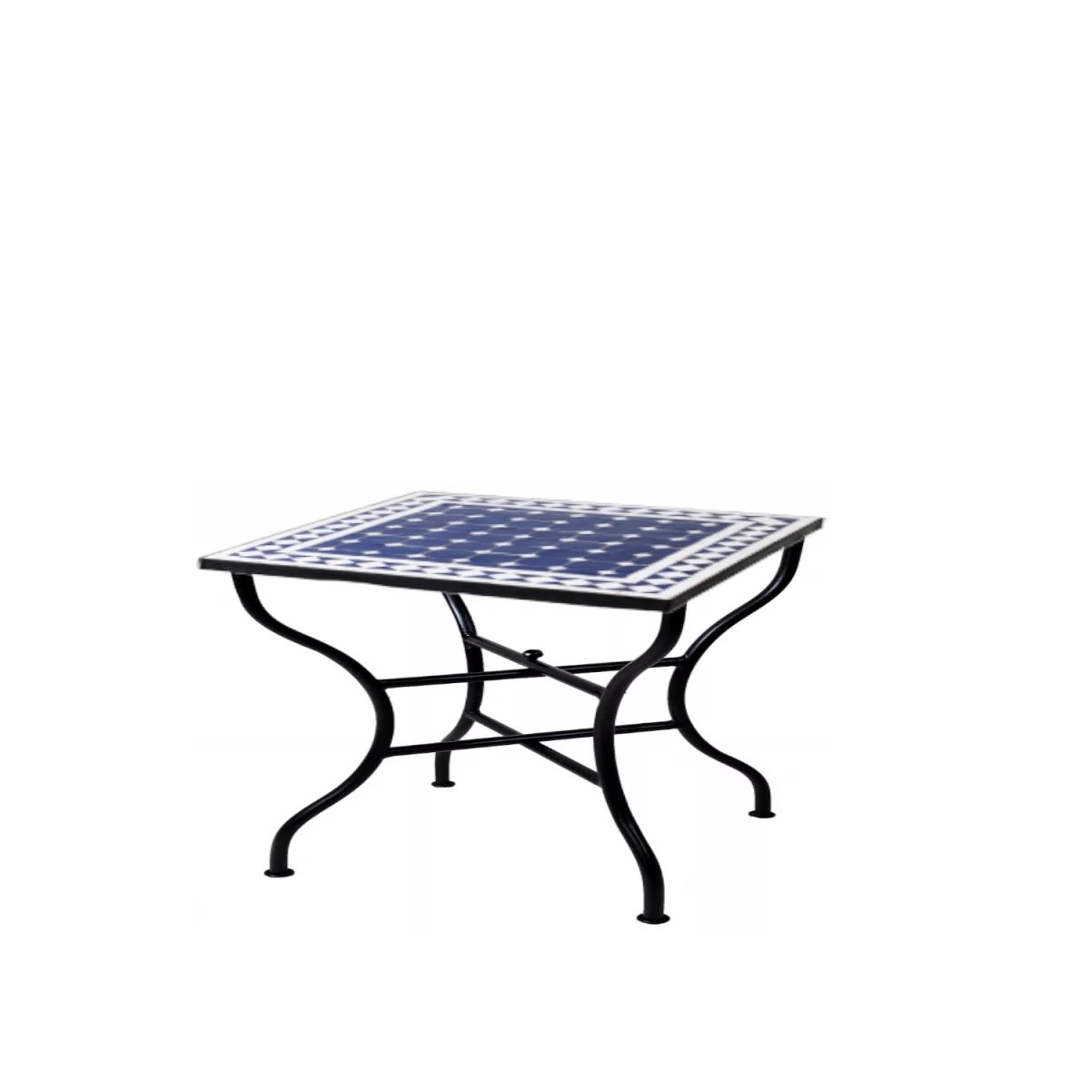 Tavolino a mosaico marocchino Marrakech blu e bianco, 50x50 