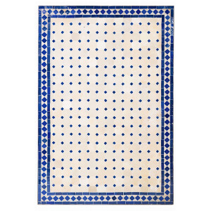 Tavolino marocchino a mosaico Marrakech, beige e blu,...