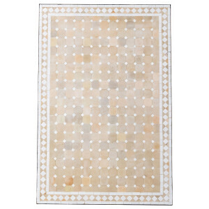 Tavolino marocchino a mosaico Marrakech, beige e bianco,...