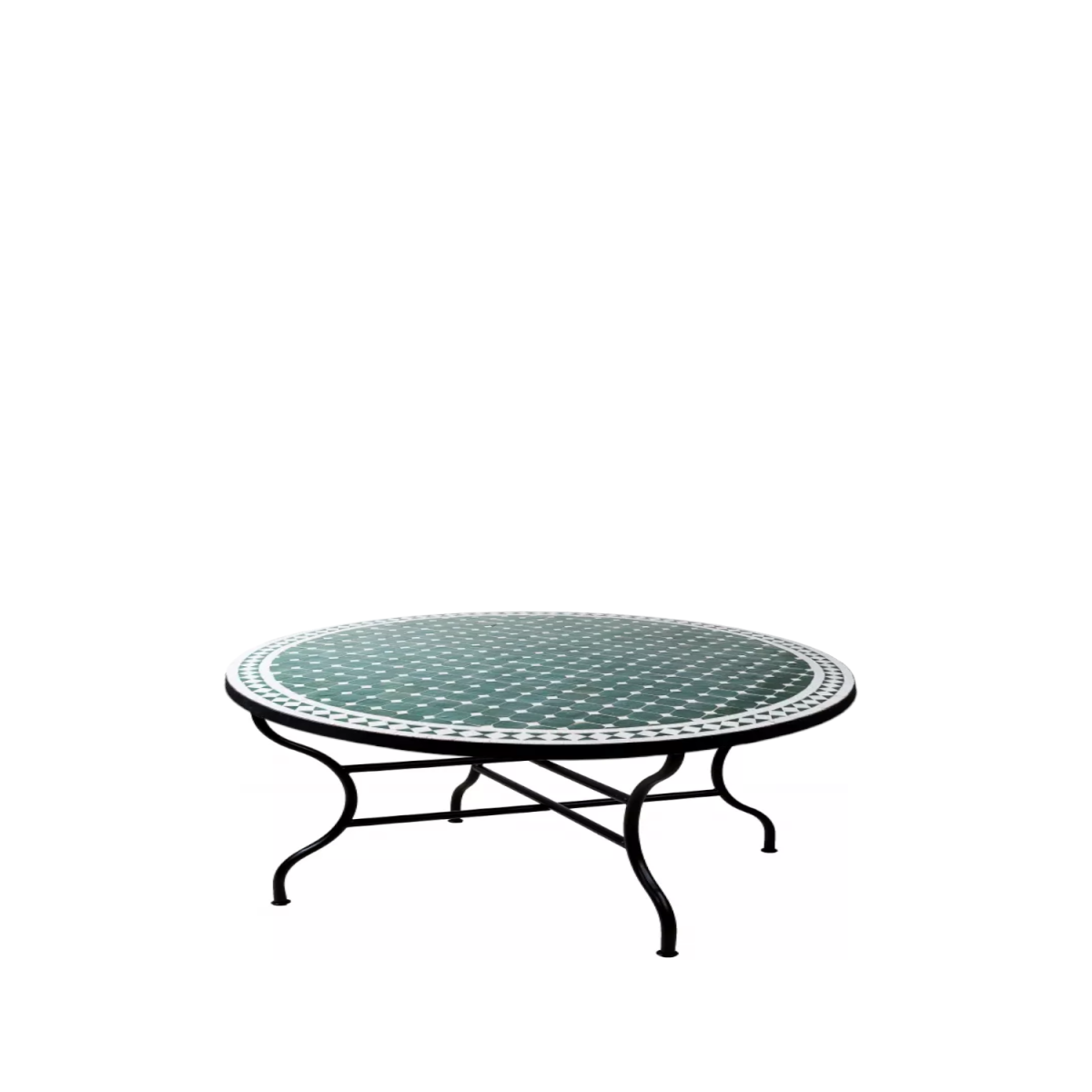 Tavolino marocchino a mosaico Marrakech, verde e bianco, &os