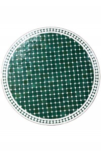 Tavolino marocchino a mosaico Marrakech, verde e bianco,...