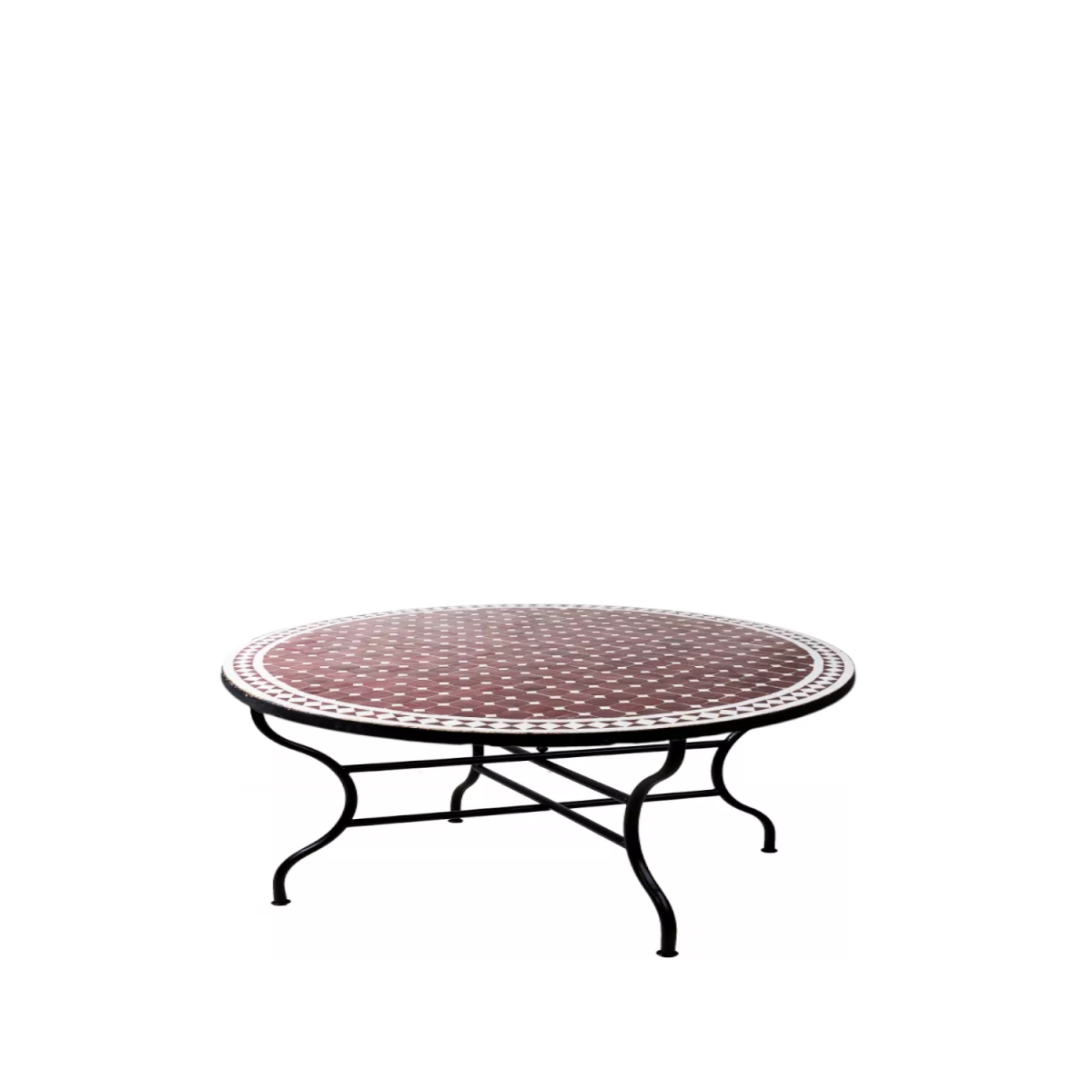 Tavolino marocchino a mosaico Marrakech, bordeaux e bianco, 