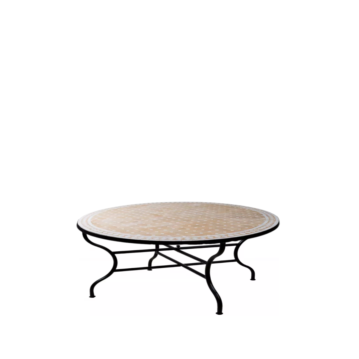 Tavolino marocchino a mosaico Marrakech, beige e bianco, &os