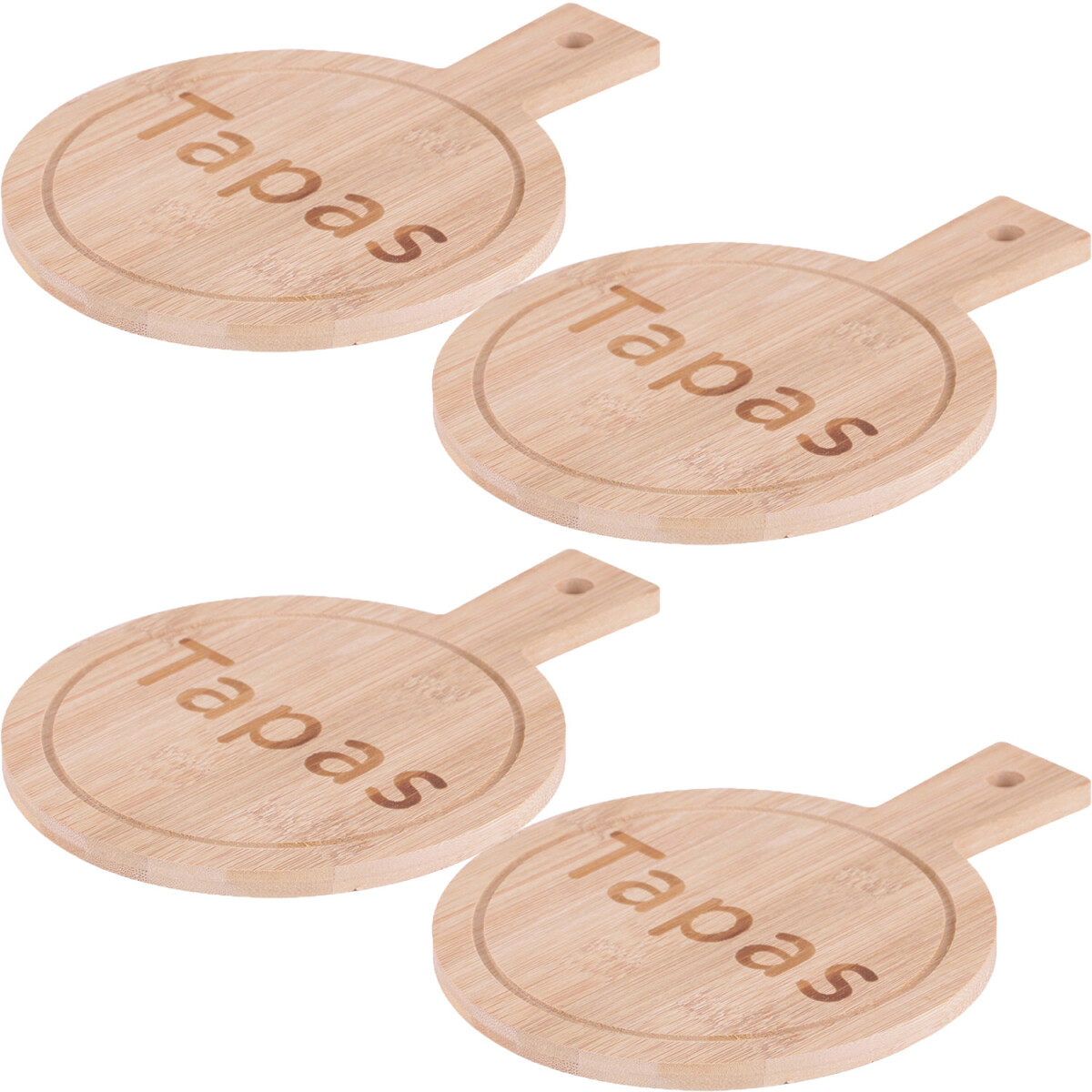 Set da 4 vassoi rotondi in bambù per tapas e snack