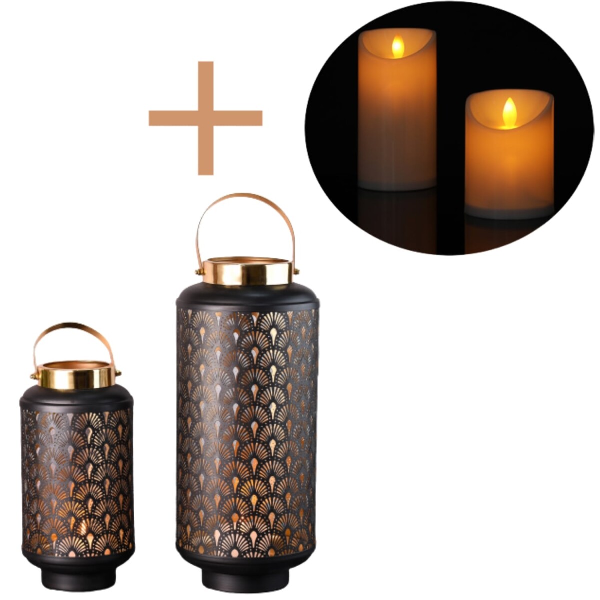 Set da 2 lanterne da giardino a LED, lanterne da balcone, de