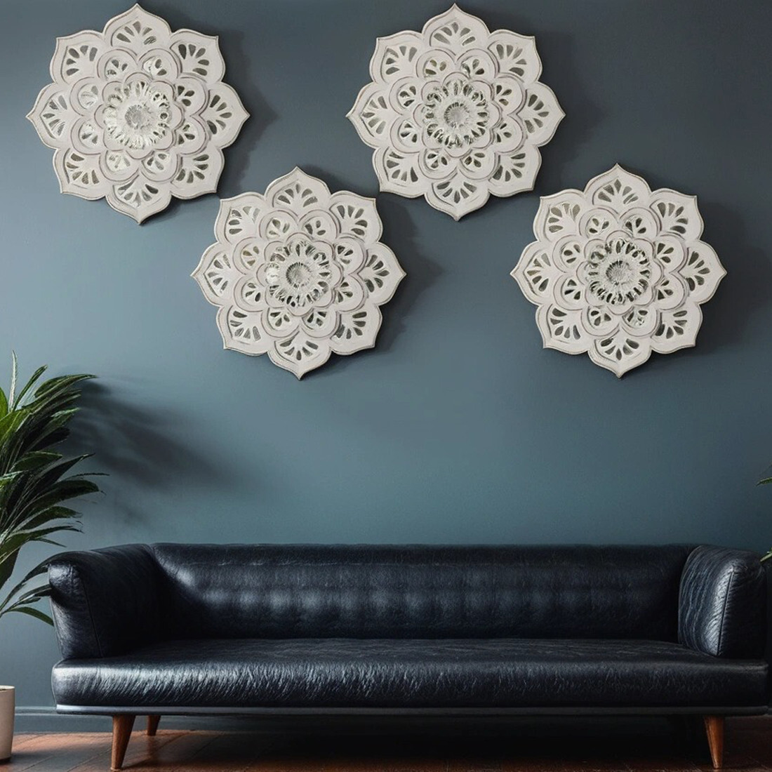 Set da 4 decorazioni da parete vintage in legno Amila