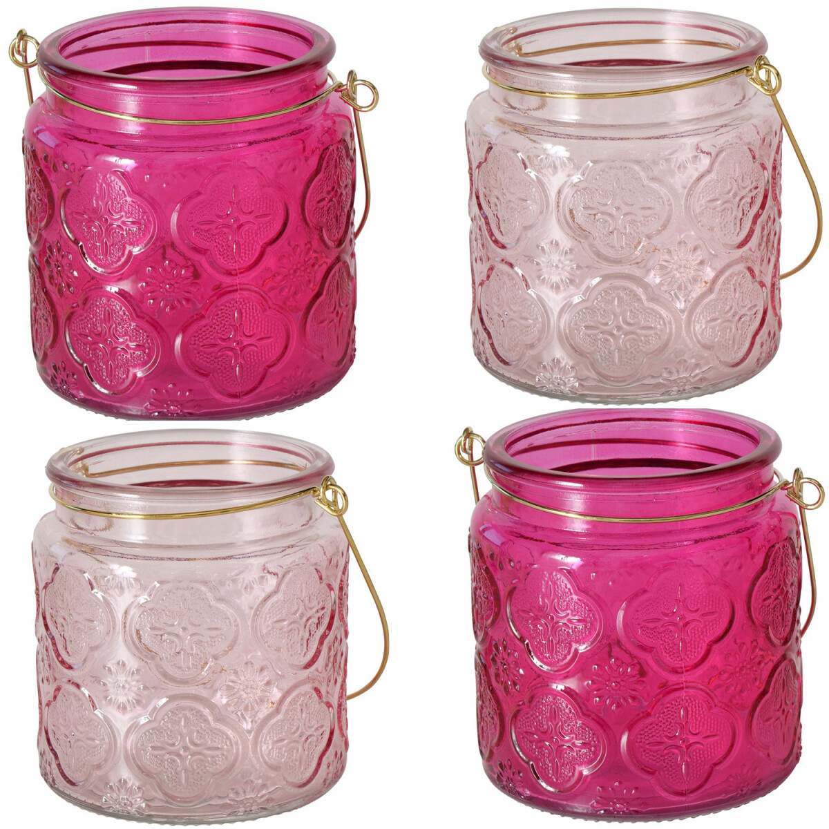 Set da 4 portacandeline vintage in vetro box