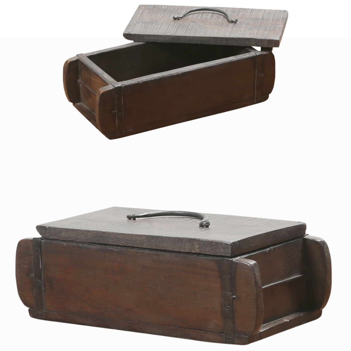 Scatola decorativa vintage in legno con coperchio Gafeau