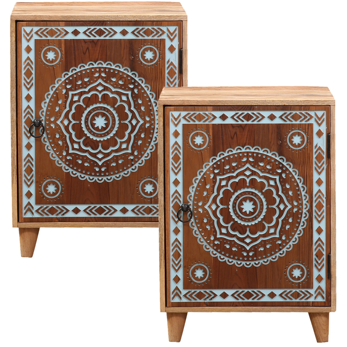 Set da 2 mobili in stile boho: comodino, tavolino, cassettiera, comodino Binar