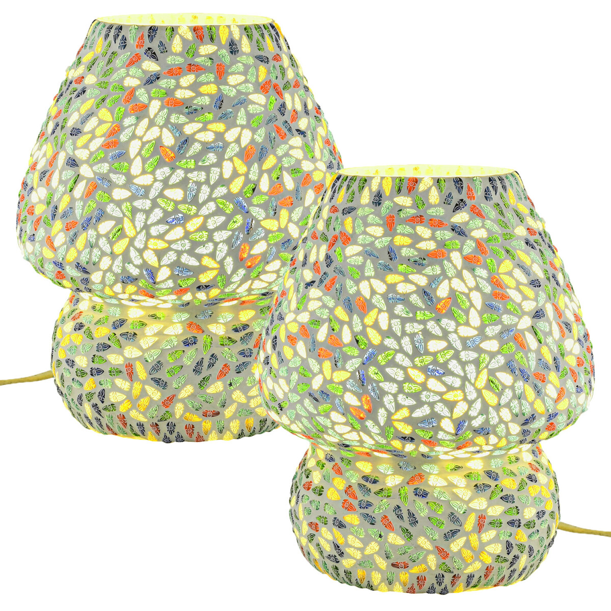 Set da 2 lampade da tavolo decorative in stile boho con mosa