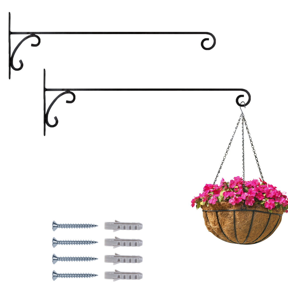 Set da 2 ganci da parete per vasi sospesi, ganci per lanterne Tarmo da 35 cm