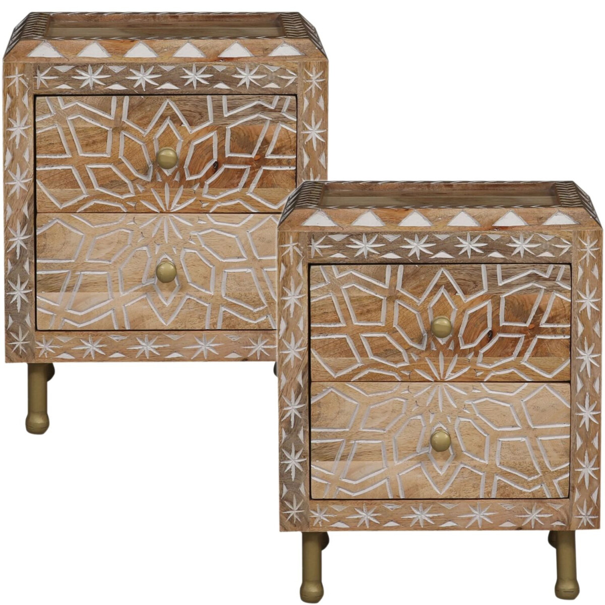 Set da 2 mobili marocchini: comodino, tavolino, cassettiera Ibrar