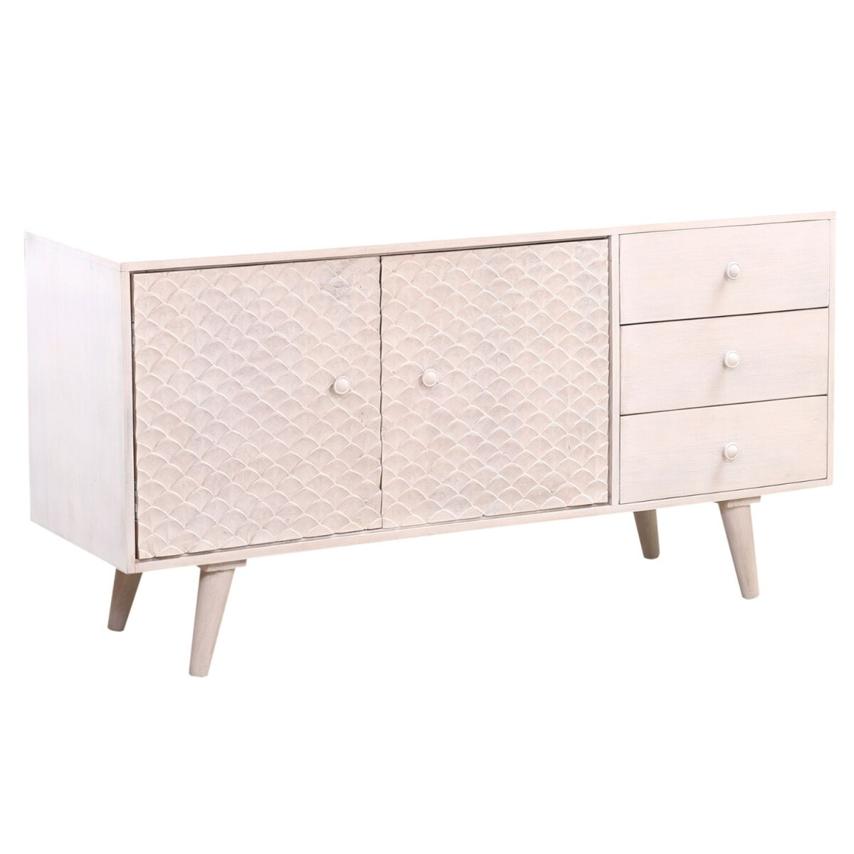 Mobile TV in stile boho con panca e ripi box