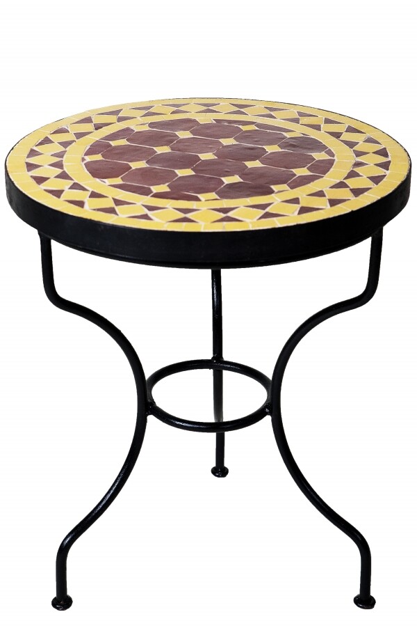Tavolino a mosaico Marrakech bordeaux e giallo | Tavolino...