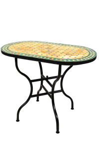Tavolino marocchino a mosaico Marrakech beige e verde...