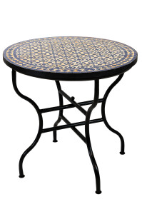 Tavolino marocchino a mosaico Albaicin beige e blu 80 cm...