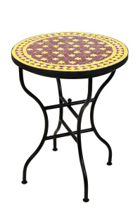 Tavolino a mosaico marocchino Estrella giallo bordeaux...