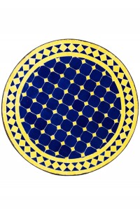 Tavolino marocchino a mosaico Marrakech blu e giallo, 60...