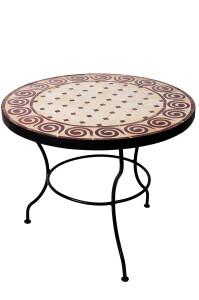 Tavolino marocchino a mosaico "Spirale" beige e...