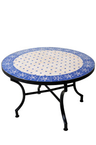 Tavolino marocchino a mosaico "Sole", beige e...