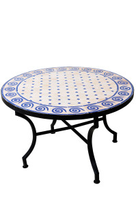 Tavolino marocchino a mosaico "Spirale" beige e...