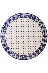 Tavolino marocchino a mosaico a spirale, beige e blu,...