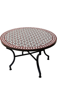 Tavolino marocchino a mosaico Albaicin nero, bianco e...