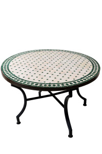 Tavolino marocchino a mosaico Marrakech, beige e verde,...