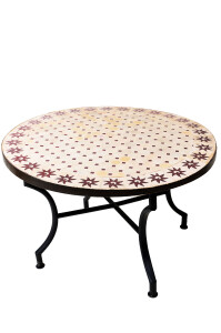 Tavolino marocchino a mosaico Soleil Beige Bordeaux,...