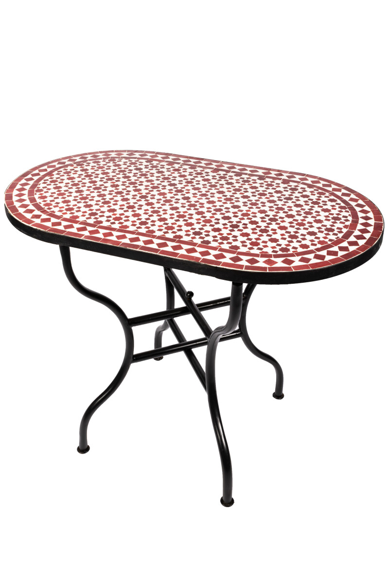 Tavolino a mosaico marocchino Albaicin Bianco Bordeaux 100x6