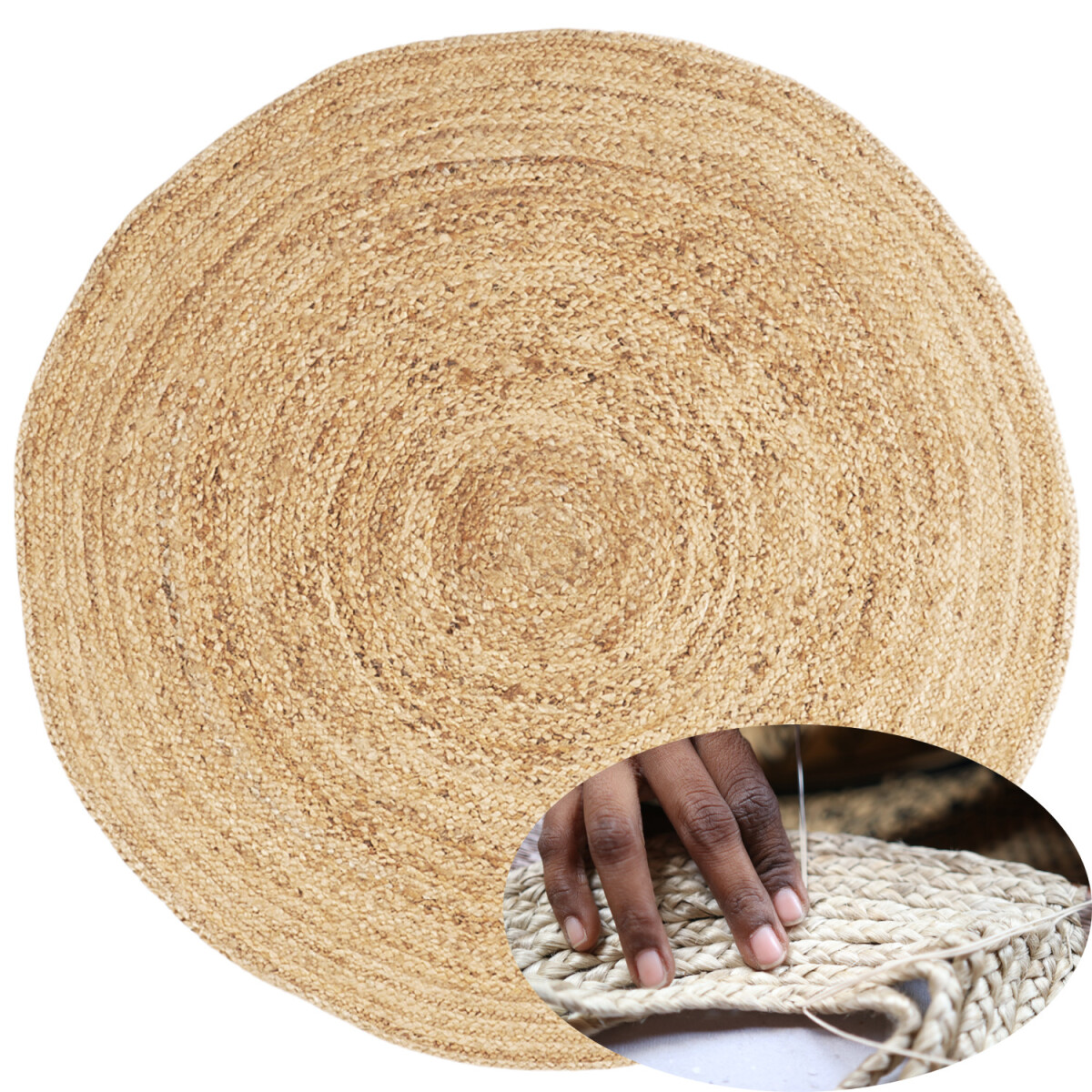 Tappeto rotondo in juta intrecciata Abri box