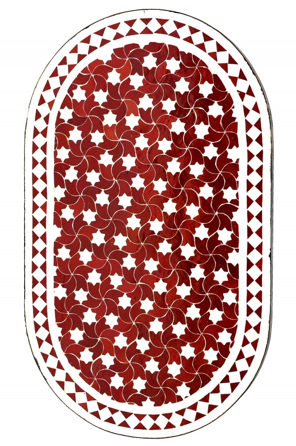 Piastrella a mosaico marocchina Estrella Bordeaux / Bianco, 